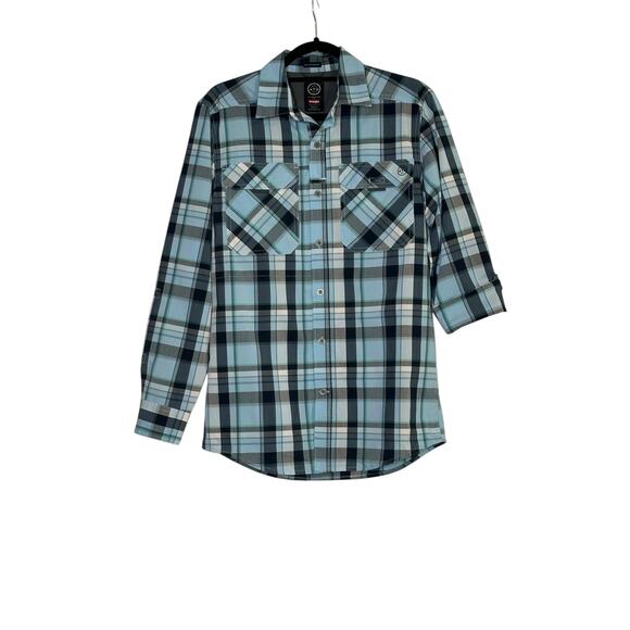 Wrangler Blue Plaid  ATG All Terrain Gear Utility Regular Fit Shirt size S - Picture 8 of 8